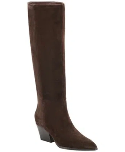 Marc Fisher Ltd Womens Tarrie Tall Block Heel Dress Boots Regular Wide Calf In Black Leather