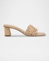 Marc Fisher Ltd Woven Block-heel Mule Sandals In Natural