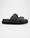 Marc Fisher Ltd Woven Leather Dual-buckle Sporty Sandals In Black