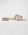 Marc Fisher Ltd Woven Leather Flat Slide Sandals In Gold