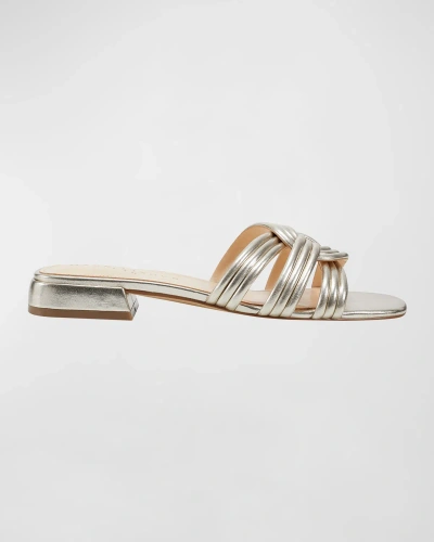 Marc Fisher Ltd Woven Leather Flat Slide Sandals In Gold
