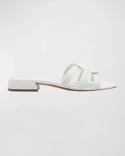 Marc Fisher Ltd Woven Leather Flat Slide Sandals In White