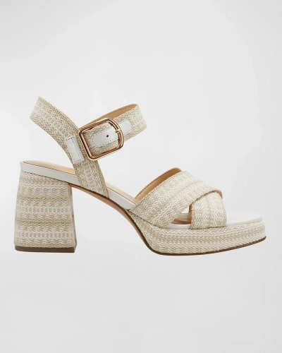 Marc Fisher Ltd Woven Textile Ankle-strap Sandals In Light Natural