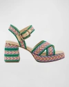 MARC FISHER LTD WOVEN TEXTILE ANKLE-STRAP SANDALS