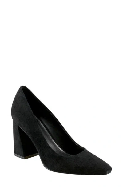 Marc Fisher Ltd Yalina Pointed Toe Block Heel Pump In Black Suede