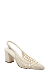 Marc Fisher Ltd Women's Zunnie Block Heel Woven Leather Slingback Pump In Neutral