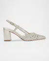 Marc Fisher Ltd Zunnie Woven Leather Slingback Pumps In Silver