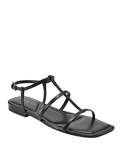 Marc Fisher Ltd. Women's Marris Square Toe Strappy Flat Sandals In Black