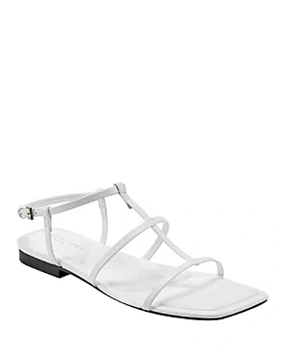 Marc Fisher Ltd Women's Marris Square Toe Strappy Flat Sandals In White