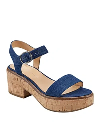Marc Fisher Ltd. Women's Quessa Block Heel Platform Sandals In Dark Blue