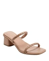 Marc Fisher Ltd Thoral Womens Leather Square Toe Slide Sandals In Light Natural