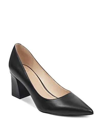 Marc Fisher Ltd Women's Zala Pointed Toe Block Heel Pumps In Black Leather