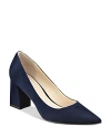 Marc Fisher Ltd Women's Zala Pointed Toe Block Heel Pumps In Dark Blue Suede