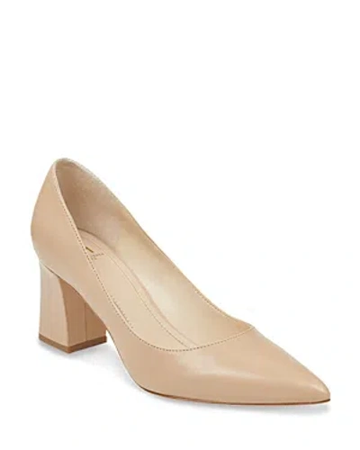 Marc Fisher Ltd Women's Zala Pointed Toe Block Heel Pumps In Light Natural Leather