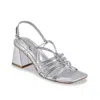 Marc Fisher Magnify Strappy Womens Silver Block Heel Slingback Sandals Gal1675 In Gray
