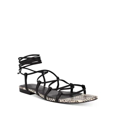 Marc Fisher Mahalia Womens Leather Ankle Flat Sandals In Black