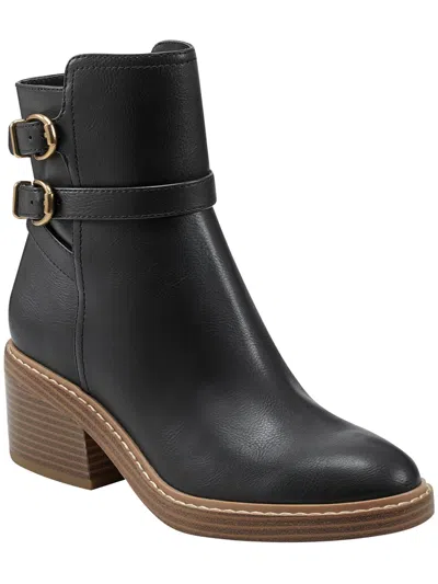 Marc Fisher Marieta 2 Womens Faux Leather Zipper Ankle Boots In Black