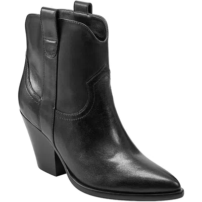 Marc Fisher Marlie Womens Solid Leather Ankle Boots In Black Leather