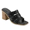 Marc Fisher Melita Slide Sandals Women's Black Block Heel Square Toe Mkas154 In Black