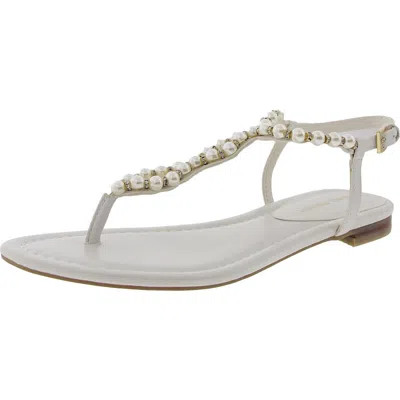 Marc Fisher Mffiesty Womens Jeweled Manmade Slingback Sandals In White