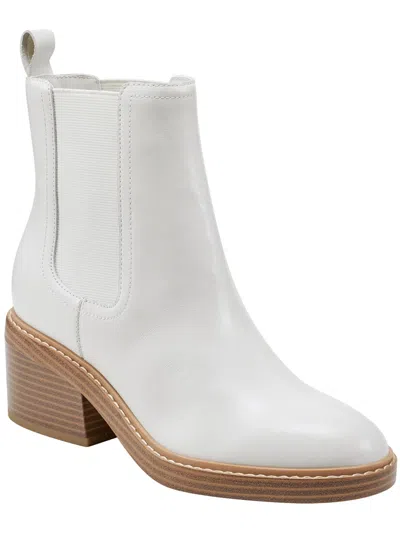 Marc Fisher Modesty Womens Faux Leather Stack Heel Ankle Boots In Beige