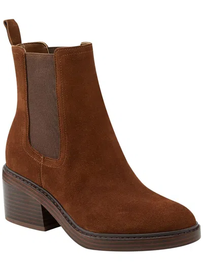 Marc Fisher Modesty Womens Faux Suede Chelsea Boots In Brown