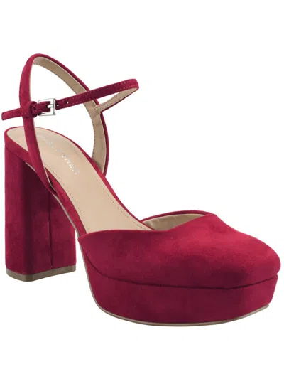 Marc Fisher Nazira Womens Faux Suede Platform Slingback Heels In Red