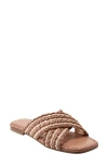 Marc Fisher Lasket Womens Woven Slip-on Slide Sandals In Brown/beige