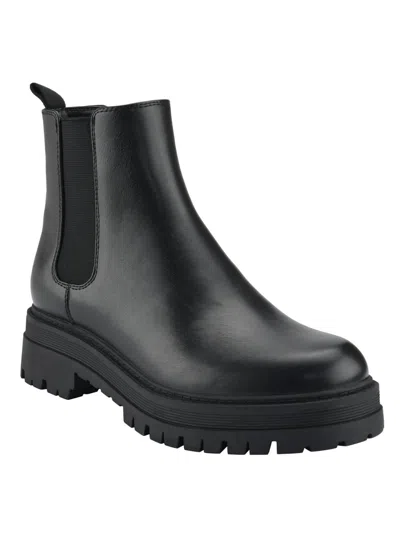 Marc Fisher Pietro Womens Faux Leather Slip-on Chelsea Boots In Black