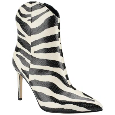 Marc Fisher Revati 2 Womens Faux Leather Pointed Toe Ankle Boots In Animal Print
