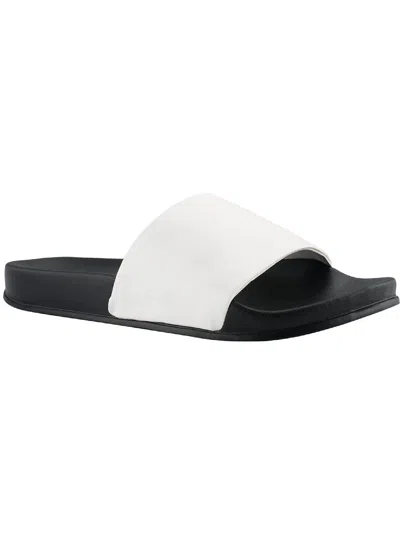 Marc Fisher Sarri Womens Faux Leather Slip On Pool Slides In White