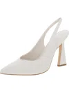 Marc Fisher Scully4 Womens Faux Leather Slingback Heels In White