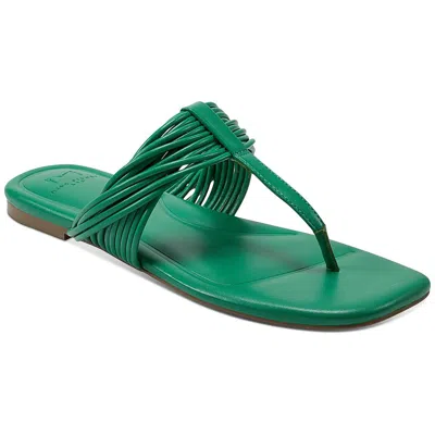 Marc Fisher Tanya Womens Faux Leather Strappy Thong Sandals In Green