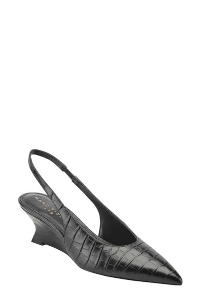 Marc Fisher Taten Slingback Pointed Toe Wedge Pump In Black
