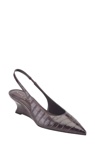 Marc Fisher Taten Slingback Pointed Toe Wedge Pump In Brown