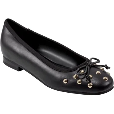 Marc Fisher Tempt Womens Metallic Manmade Ballet Flats In Black