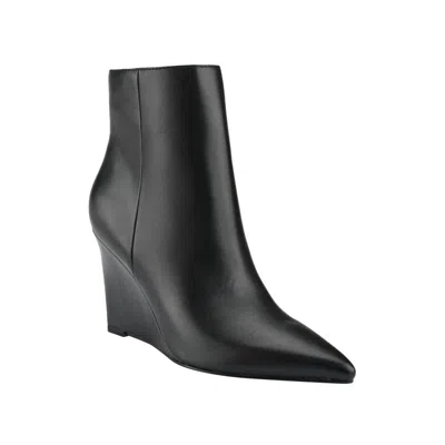 Marc Fisher Wendel 2 Boots Women's Black Faux Leather Wedge Heel Bootie Zpo3493 (black,9)