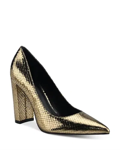 Marc Fisher Women's Abilene 2 Snake Embossed High Heel Pumps In Gold