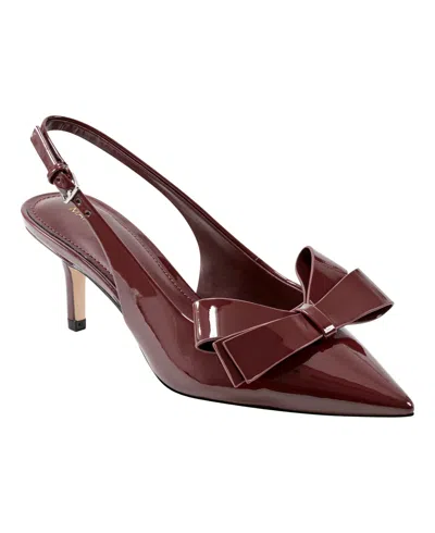 Marc Fisher Allon Womens Patent Adjustable Slingback Heels In Dark Red Patent