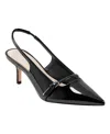 Marc Fisher Alorie2 Womens Buckle Patent Slingback Heels In Black Patent