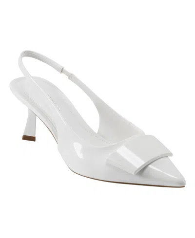 Marc Fisher Women's Arordes Slingback Pointy Toe Dress Pumps In White Patent