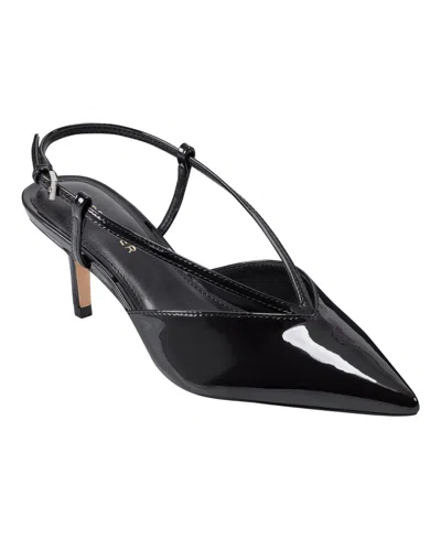 Marc Fisher Women's Avila Slingback Kitten Heel Pumps In Black Patent