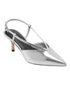 Marc Fisher Women's Avila Slingback Kitten Heel Pumps In Silver Mirror Metallic