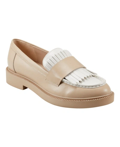 Marc Fisher Women's Calixy Almond Toe Slip-on Casual Loafers In Ivory- Faux Leather