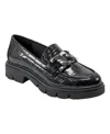 Marc Fisher Trisca Womens Patent Leather Slip On Loafer Heels In Black Croco