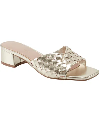 Marc Fisher Women's Coven Woven Slip-on Block Heel Sandals In Gold