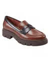 Marc Fisher Cube Womens Faux Leather Block Heel Loafers