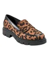 Marc Fisher Cube 2 Womens Animal Print Faux Suede Loafers In Leopard