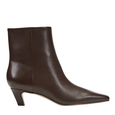 Marc Fisher Women's Danai Kitten Heel Leather Ankle Bootie In Dark Brown