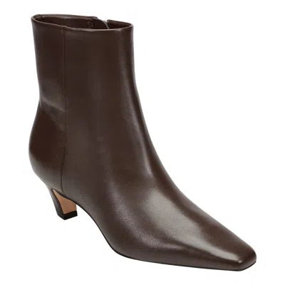 Marc Fisher Women's Danai Kitten Heel Leather Ankle Bootie In Dark Brown In Animal Print